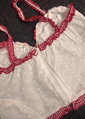 Nakışlı Beyaz Bohem Mini Büstiyer - Görsel 2