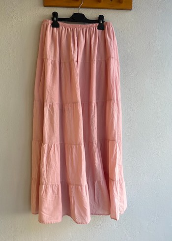 Pembe Pilili Uzun Keten Etek