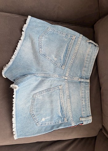 Cepli, Çizgili Mavi Mini Kot Şort - Görsel 2