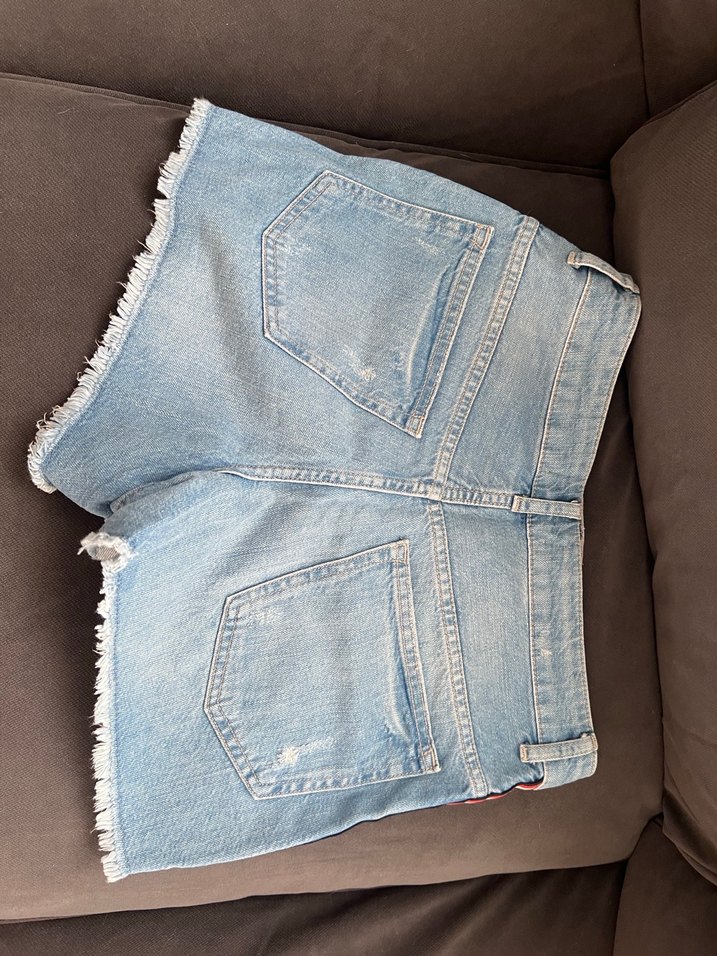 Cepli, Çizgili Mavi Mini Kot Şort - Görsel 2