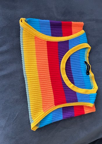 Renkli Çizgili Kadın Triko Süveter - Görsel 2