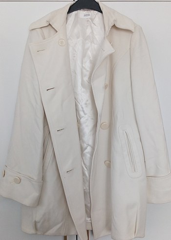 marks&spencer Düğmeli Ekru Kadın Kaban - Görsel 7