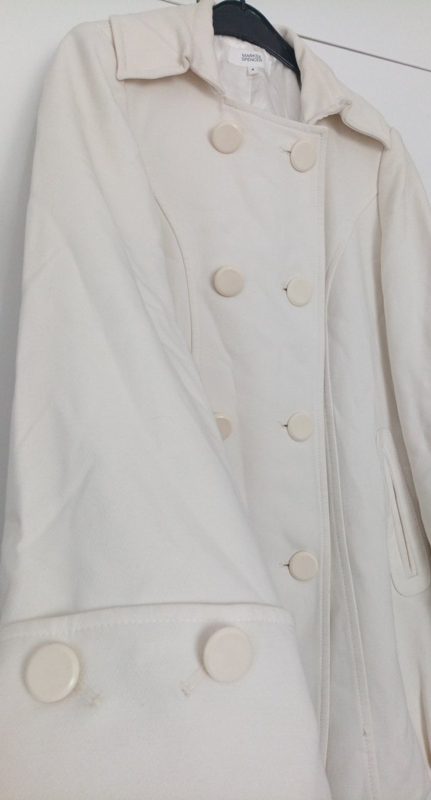 marks&spencer Düğmeli Ekru Kadın Kaban - Görsel 2