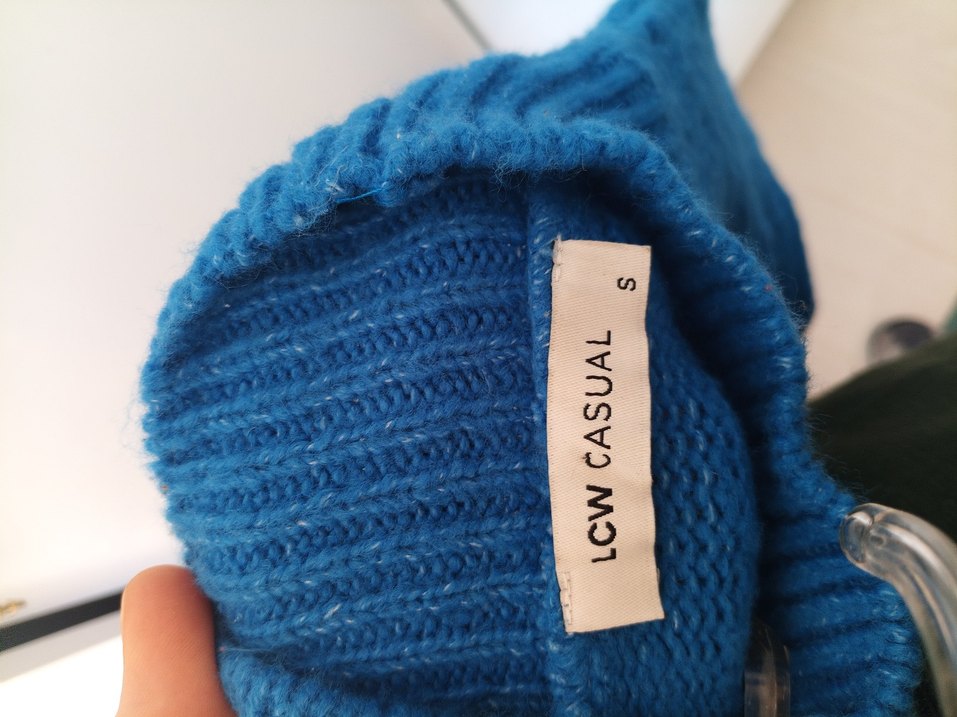 Mavi Boğazlı Örgü Kadın Kazak - Görsel 5