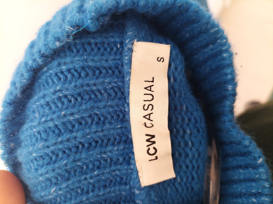 Mavi Boğazlı Örgü Kadın Kazak - Görsel 4