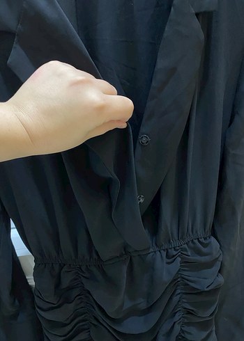 Uzun Kesim Siyah Gotik Fırfırlı Kadın Elbise - Görsel 2