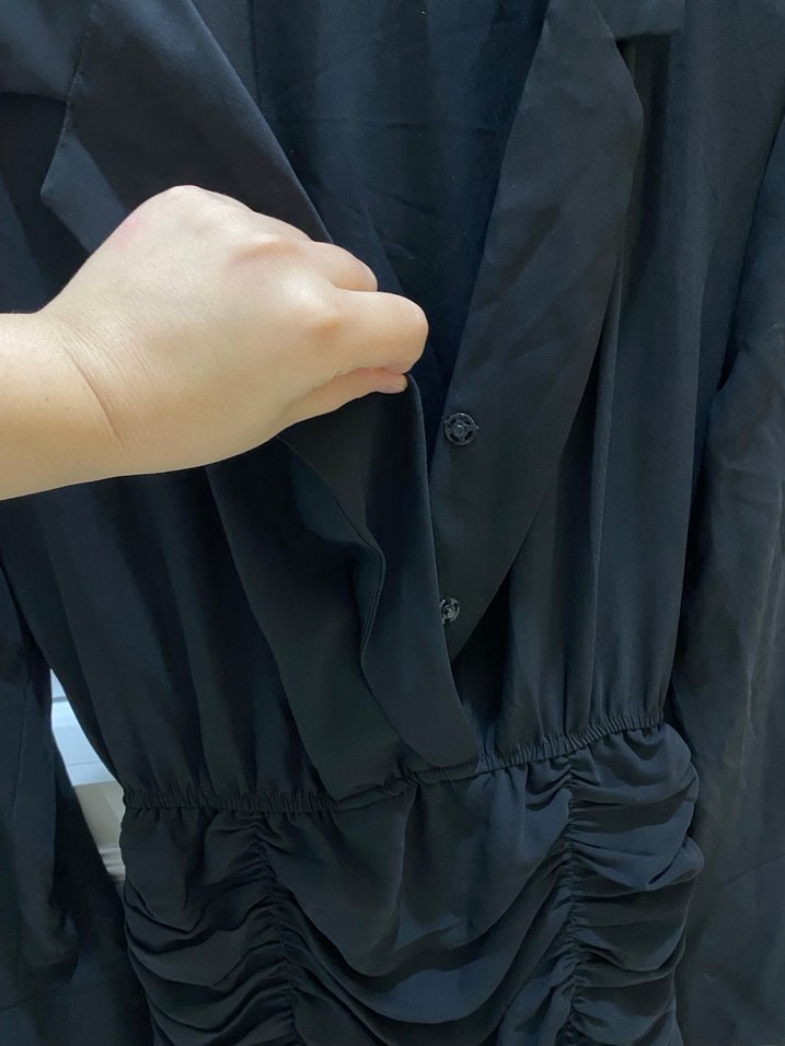 Uzun Kesim Siyah Gotik Fırfırlı Kadın Elbise - Görsel 2