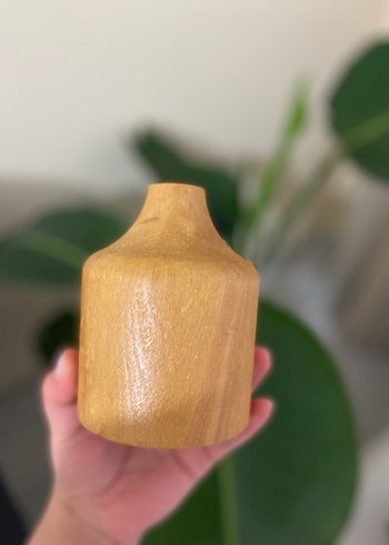 Bej Renkli Ahşap Vazo - Görsel 2