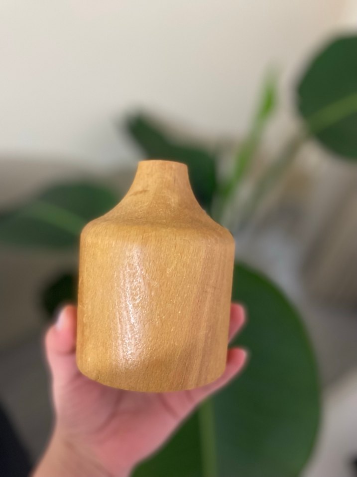 Bej Renkli Ahşap Vazo - Görsel 2