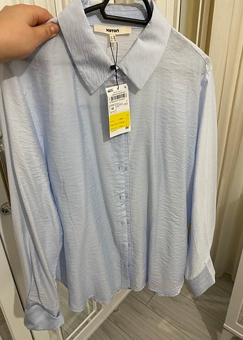 Mavi Kadın Keten Gömlek - Görsel 2