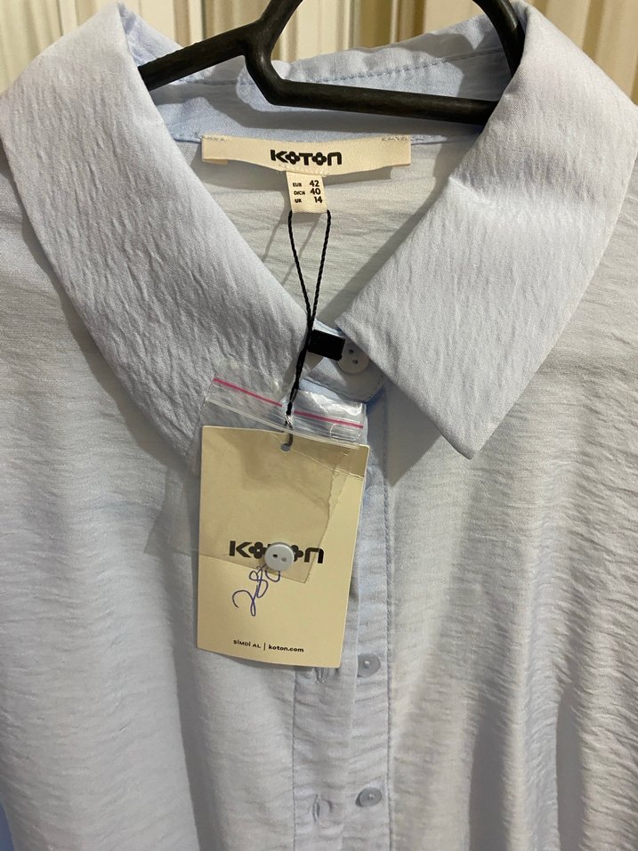 Mavi Kadın Keten Gömlek - Görsel 3