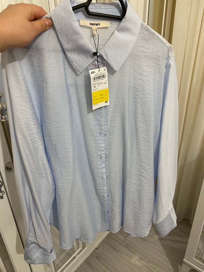 Mavi Kadın Keten Gömlek - Görsel 2