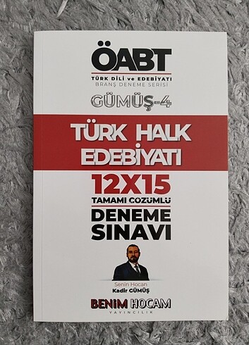 ÖABT Benim Hocam Kadir Gümüş Türk edebiyatı 12*15 deneme Halk ed
