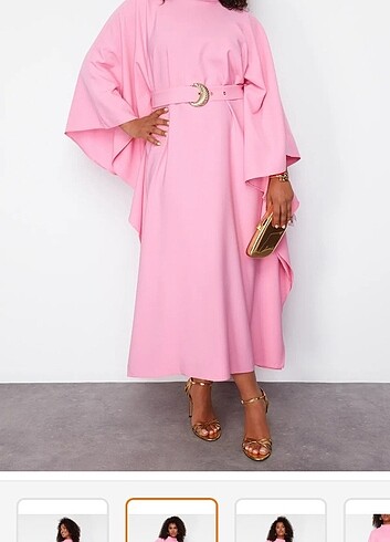 Trendyol & Milla Pembe Uzun Elbise Curve Modest