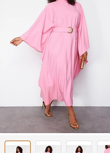 44 Beden pembe Renk Pembe Uzun Elbise Curve Modest