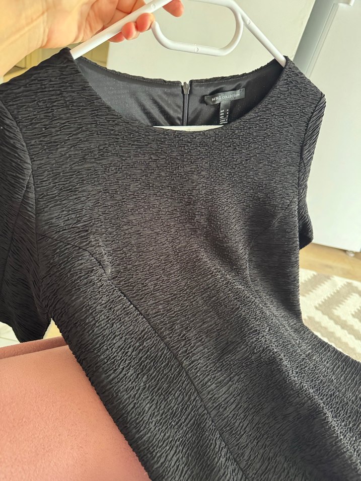 Siyah Midi Kısa Kollu Dar Kesim Elbise - Görsel 5