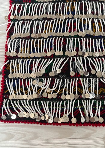 El işlemeli öğnük püsküllü öğnük etnik kilim entere saya önlük - Görsel 2