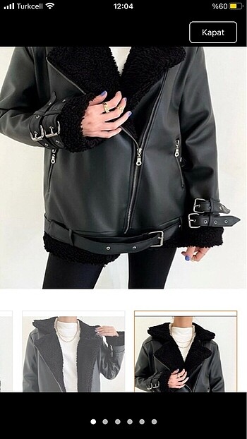 Siyah deri biker ceket