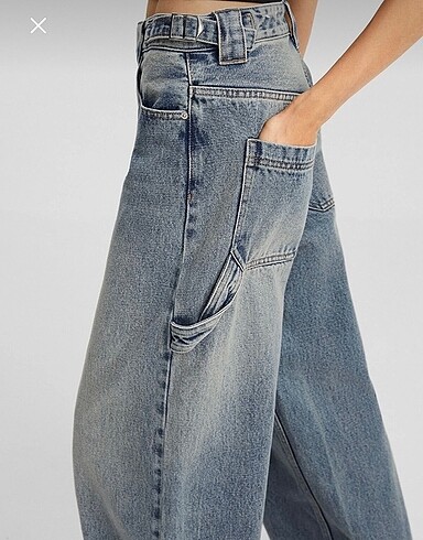 s Beden BERSHKA Wide Leg ballon fıt carpenter jean