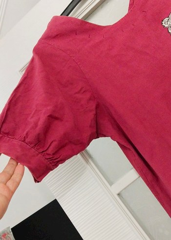 Bohem Bordo V Yaka Hamile Bluz - Görsel 2