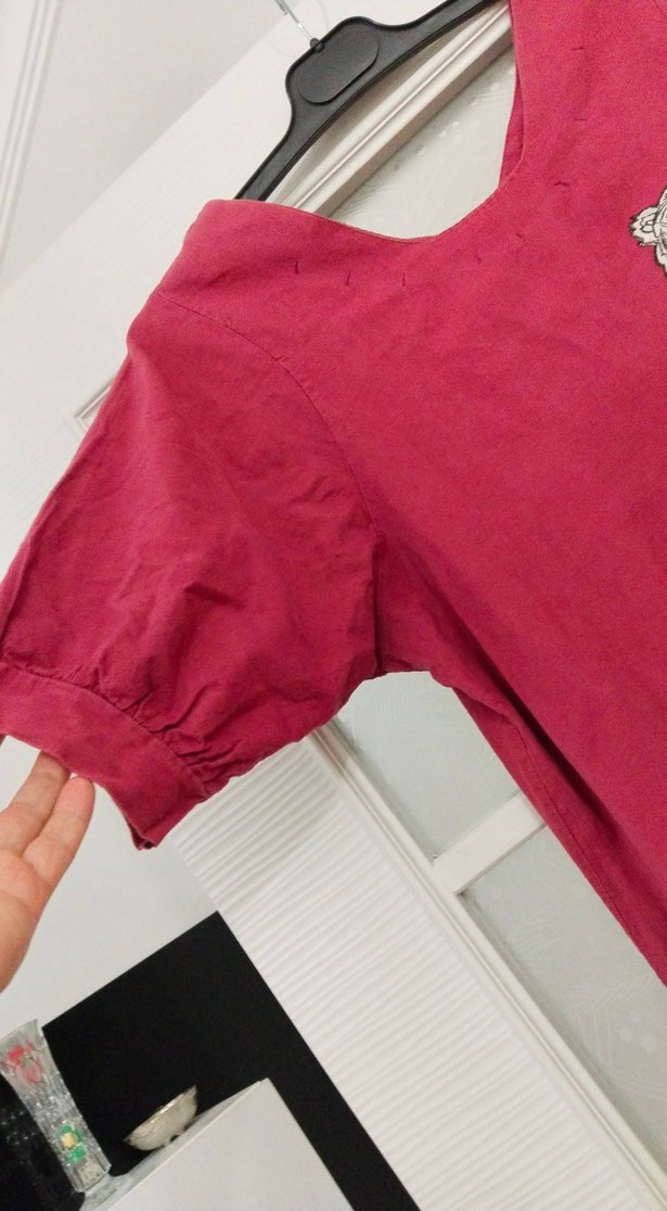 Bohem Bordo V Yaka Hamile Bluz - Görsel 2