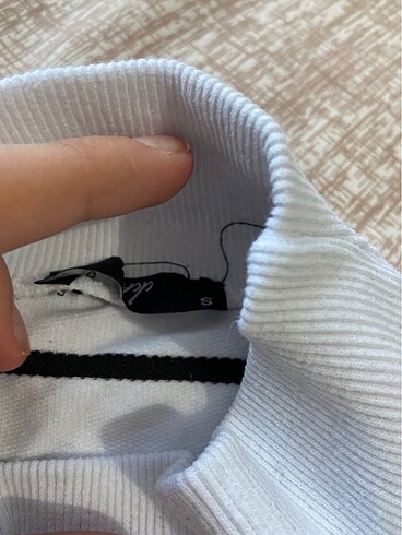 s Beden çizgili crop sweat