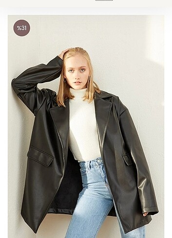 Deri Oversıze Blazer Ceket