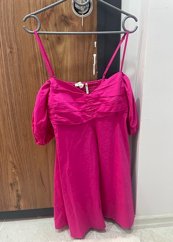 Pembe Midi S Askılı Elbise