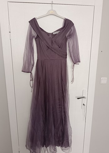 Uzun Mor Vintage Gotik Kadın Abiye Elbise