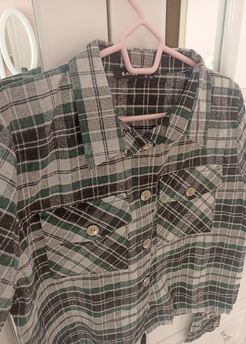 Düğmeli Ekose Desen Mini Kadın Gömlek - Görsel 3