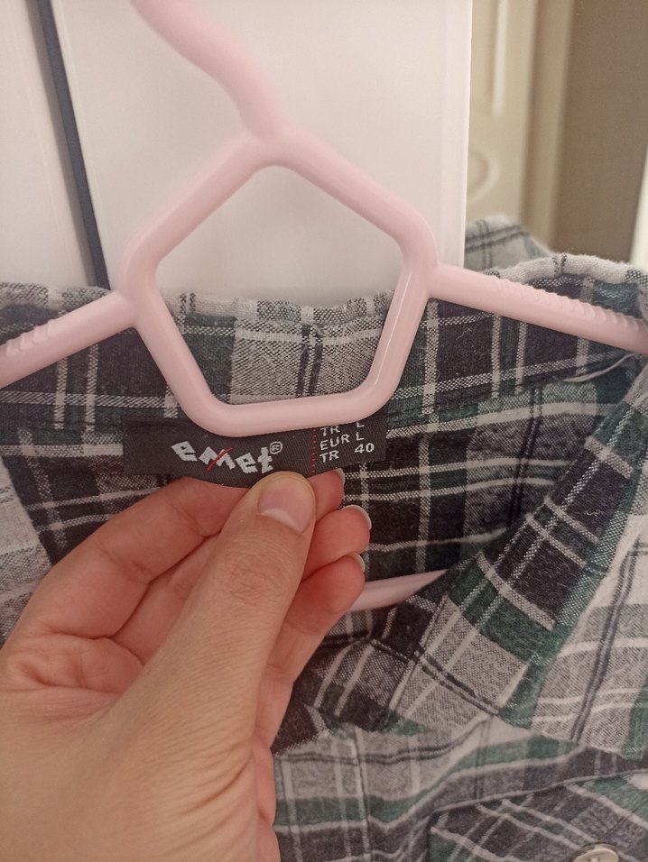 Düğmeli Ekose Desen Mini Kadın Gömlek - Görsel 2