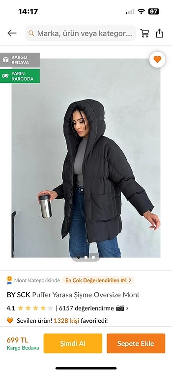 Oversize yarasa şişme mont