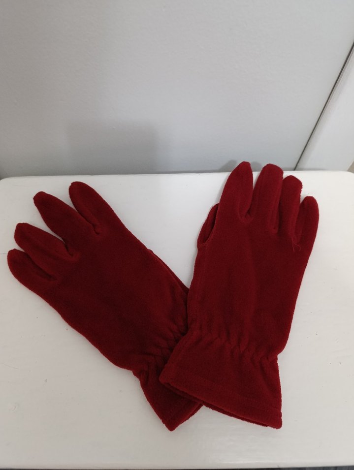 Kız Çocuk Kırmızı Örgü Eldiven - Görsel 3