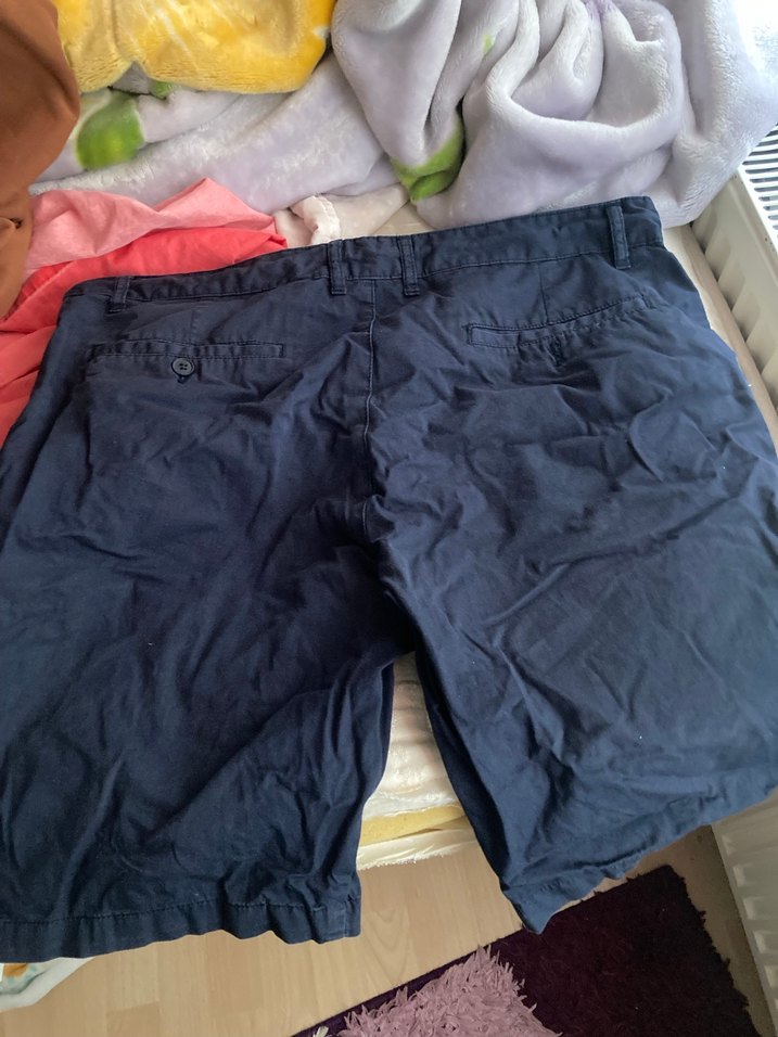 Erkek Mavi Kemerli Keten Bermuda Şort Koton - Görsel 3