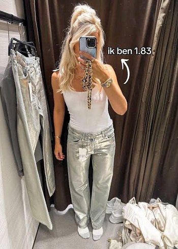 xs Beden Zara metalik jean