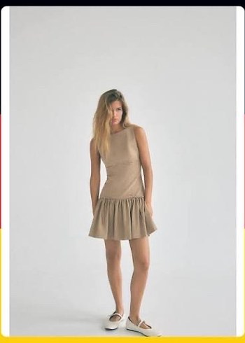 Bej Kolsuz Mini Elbise zara - Görsel 2