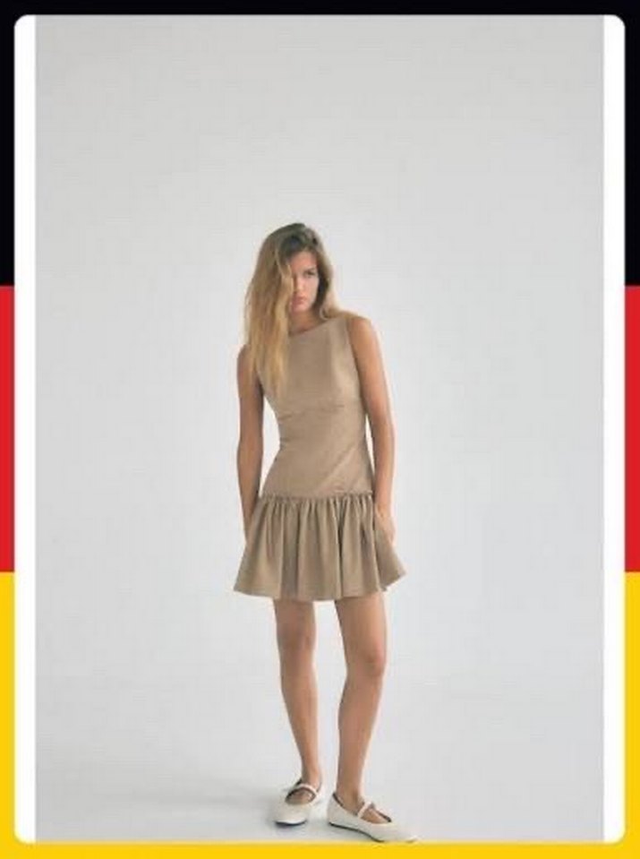 Bej Kolsuz Mini Elbise zara - Görsel 2