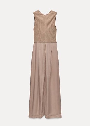 Bej Kadın Uzun Kollu V Yakalı Tulum ZARA - Görsel 4