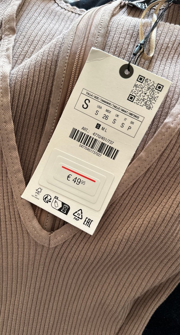 Bej Kadın Uzun Kollu V Yakalı Tulum ZARA - Görsel 3