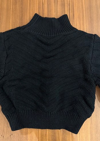 Siyah Boğazlı Triko Kadın Kazak - Görsel 4