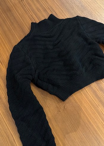 Siyah Boğazlı Triko Kadın Kazak - Görsel 2