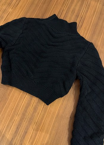 Siyah Boğazlı Triko Kadın Kazak - Görsel 3