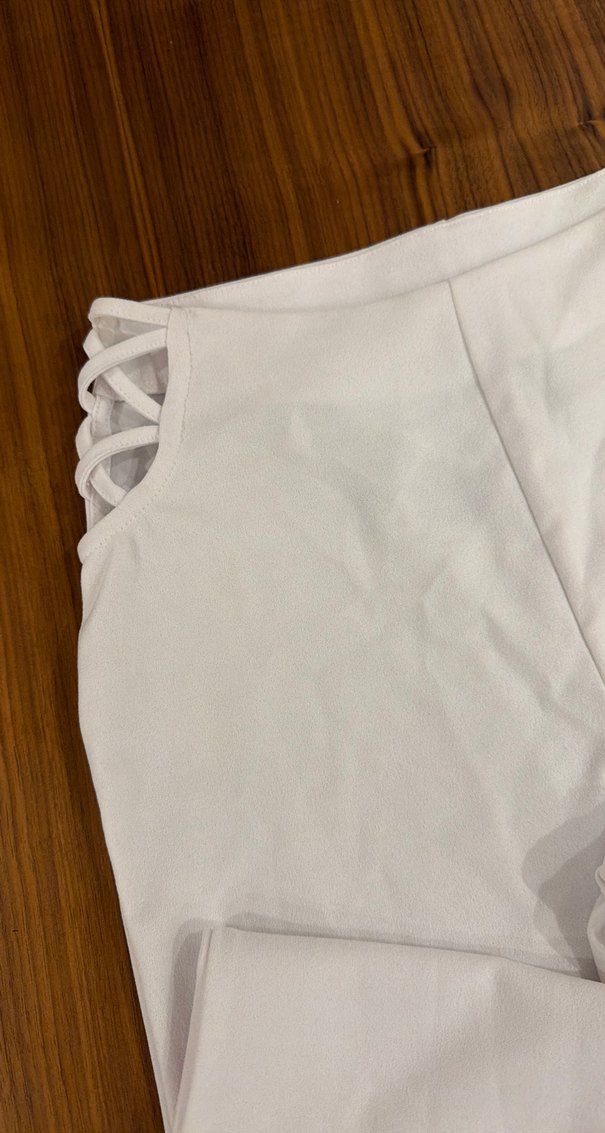 Beyaz Kadın Midi Kumaş Pantolon - Görsel 2