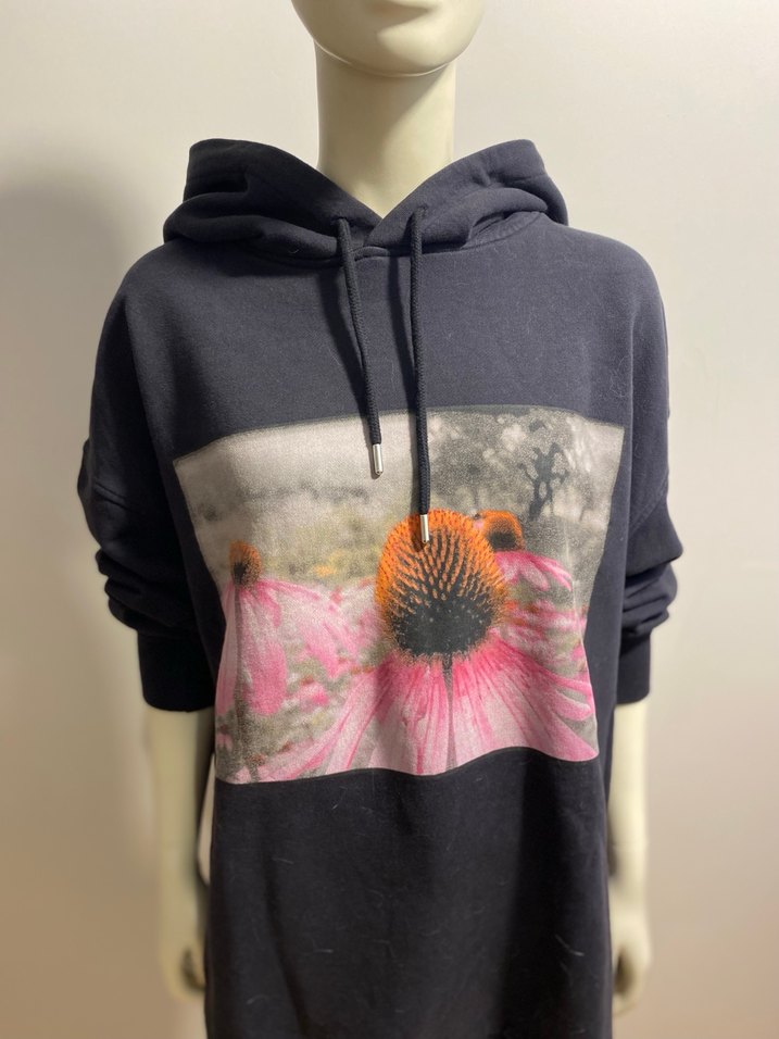 Kapüşonlu Siyah Baskılı Kadın Sweatshirt - Görsel 4