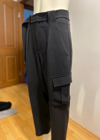 Siyah Kemerli Kadın Kumaş Pantolon - Görsel 3