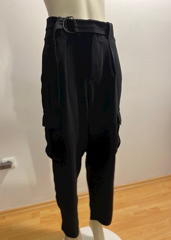 Siyah Kemerli Kadın Kumaş Pantolon - Görsel 2