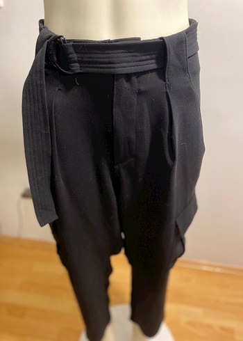 Siyah Kemerli Kadın Kumaş Pantolon - Görsel 6