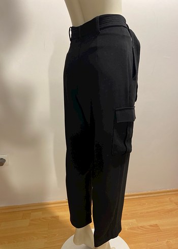 Siyah Kemerli Kadın Kumaş Pantolon - Görsel 4