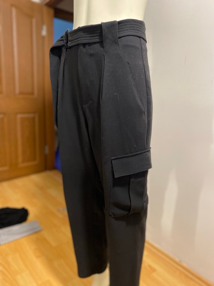 Siyah Kemerli Kadın Kumaş Pantolon - Görsel 3