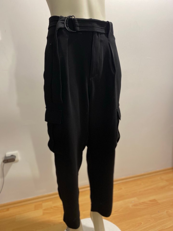 Siyah Kemerli Kadın Kumaş Pantolon - Görsel 2